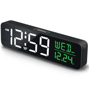 Digital Alarm Clock Large Display Bedroom Desk Table Calendar Dimmable USB